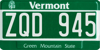 VT license plate ZQD945