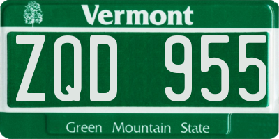 VT license plate ZQD955