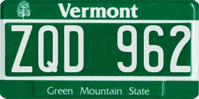 VT license plate ZQD962