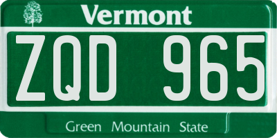 VT license plate ZQD965