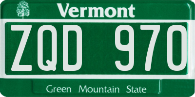 VT license plate ZQD970