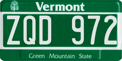 VT license plate ZQD972