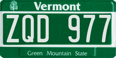 VT license plate ZQD977