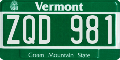 VT license plate ZQD981