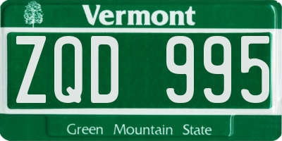 VT license plate ZQD995