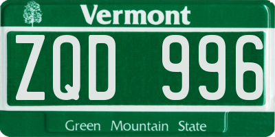 VT license plate ZQD996
