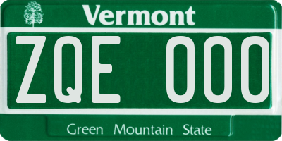 VT license plate ZQE000