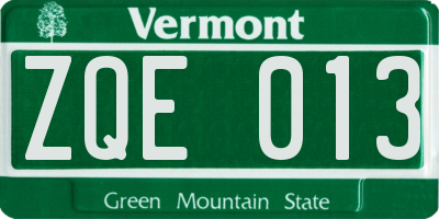 VT license plate ZQE013