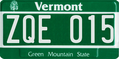 VT license plate ZQE015
