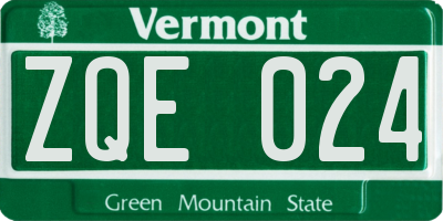VT license plate ZQE024