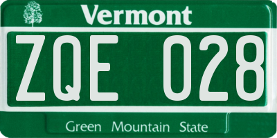 VT license plate ZQE028