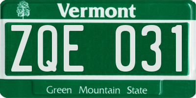 VT license plate ZQE031