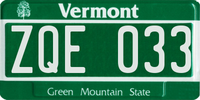 VT license plate ZQE033