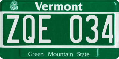 VT license plate ZQE034