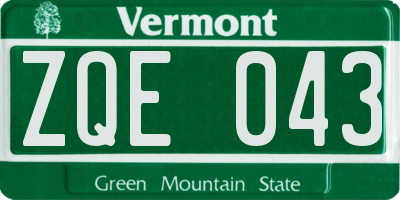 VT license plate ZQE043