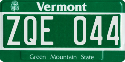 VT license plate ZQE044