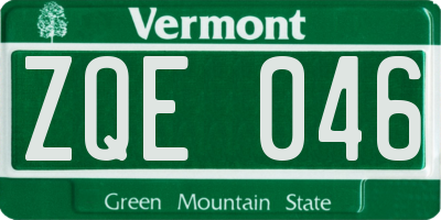 VT license plate ZQE046