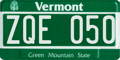 VT license plate ZQE050