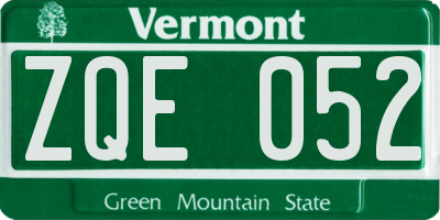 VT license plate ZQE052