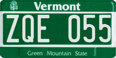 VT license plate ZQE055