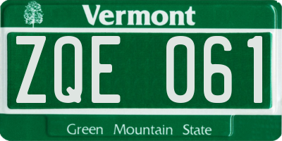 VT license plate ZQE061