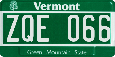 VT license plate ZQE066