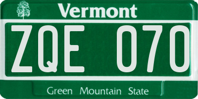 VT license plate ZQE070