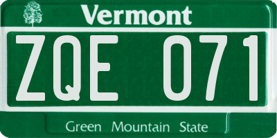 VT license plate ZQE071