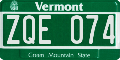 VT license plate ZQE074