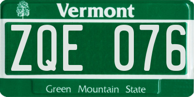 VT license plate ZQE076