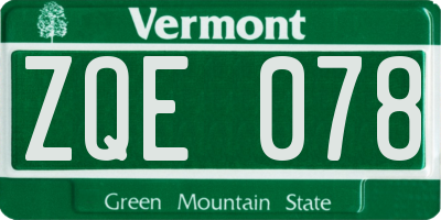 VT license plate ZQE078