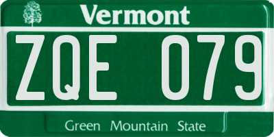VT license plate ZQE079