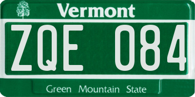 VT license plate ZQE084