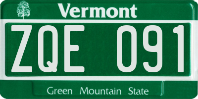 VT license plate ZQE091