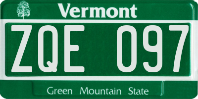 VT license plate ZQE097