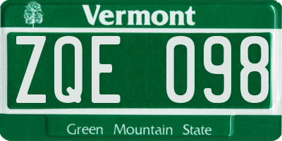 VT license plate ZQE098