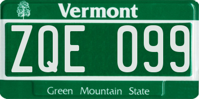 VT license plate ZQE099