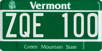 VT license plate ZQE100