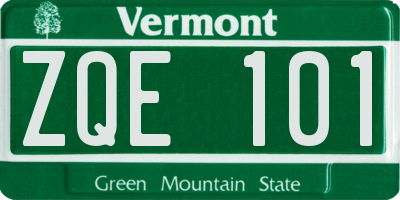 VT license plate ZQE101