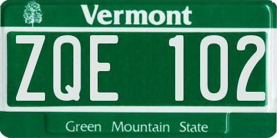 VT license plate ZQE102