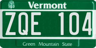 VT license plate ZQE104