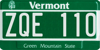 VT license plate ZQE110
