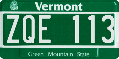 VT license plate ZQE113
