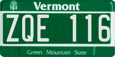 VT license plate ZQE116
