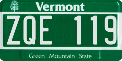 VT license plate ZQE119