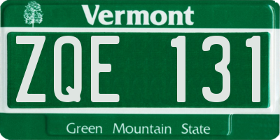 VT license plate ZQE131