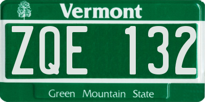 VT license plate ZQE132