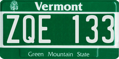 VT license plate ZQE133