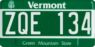 VT license plate ZQE134