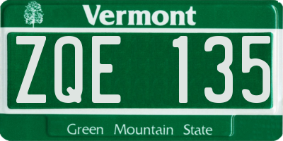 VT license plate ZQE135